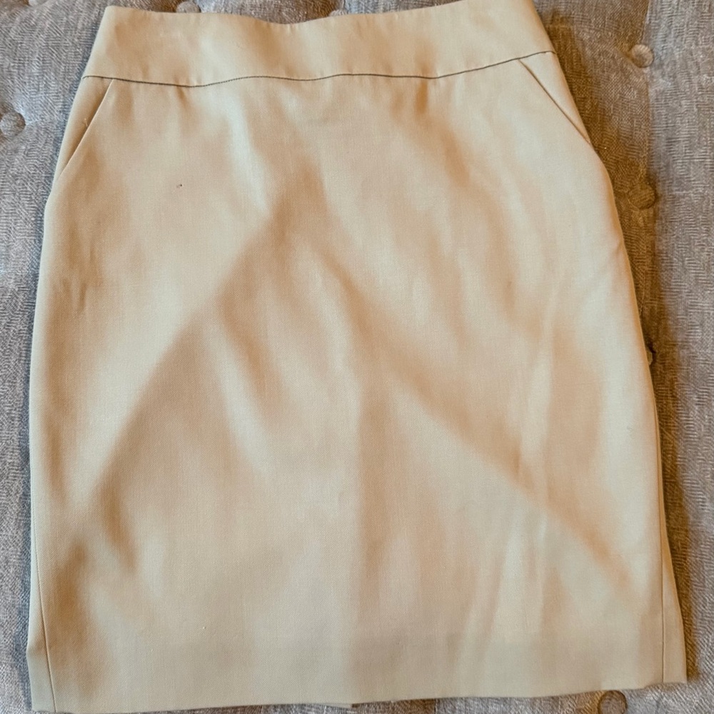 J. Crew Women's Khaki Colored Pencil Skirt with Pockets- 4P- 100% Wool